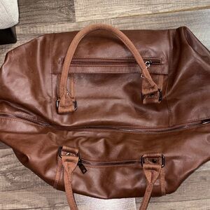 Amazon Brown Leather Duffel Bag for Men
